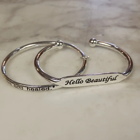Silver Inspirational Bangle Bracelets - Picture 9 of 9